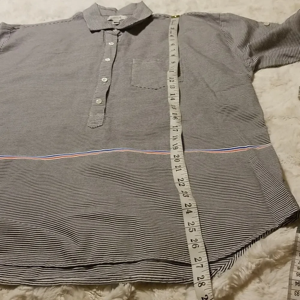 J. Crew Striped Button Up Preppy Nautical Shirt Women Size 8